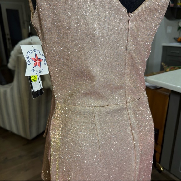 Betsy & Adam Glittering Asymmetrical Blush Dress - Picture 8 of 8